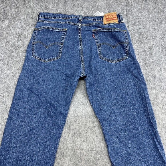 Levis 505 Jeans Mens 36x32 Blue Regular Straight Stretch Denim Pants Actual35x30 - Picture 11 of 16